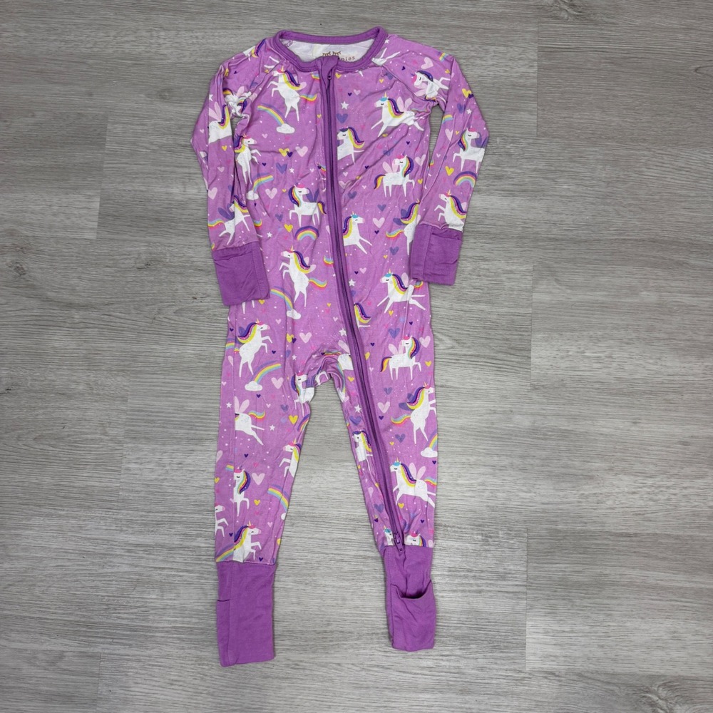 Little Sleepies Unicorn Rainbow Zippy Bamboo Sleeper Purple 12-18 Months